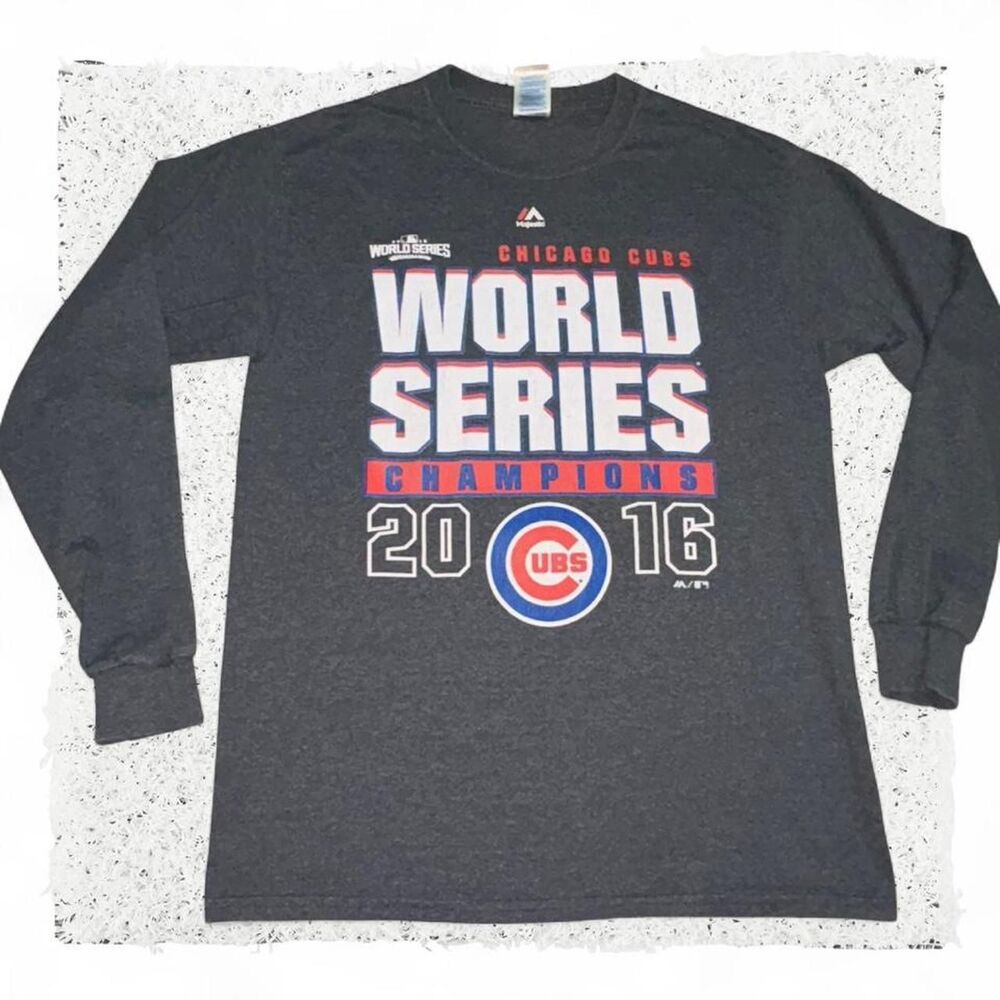 2016 Chicago Cubs World Series Champions grey long sleeve shirt Sz M #MLB #Cubs